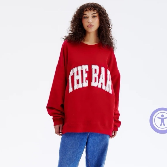 The Bar Tops - The Bar Varsity Sweatshirt in Ruby Red, L